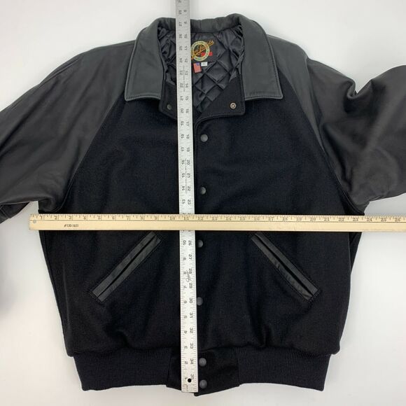 Vintage Windsor Canadian Whiskey Wool / Leather Jacket Men's Size L Made USA 90s - Picture 5 of 11